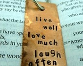 Hand Stamped and Textured Copper Keychain - Personalized - Custom