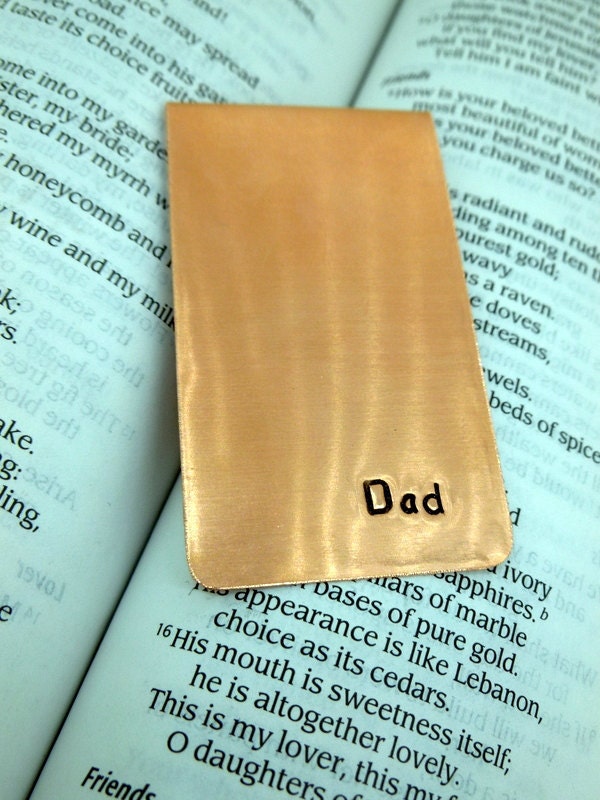 Dad Bookmark - Hand Stamped Copper - By SnappinStudio