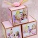 Personalized Vintage Pink First Birthday Photo Blocks Trio Gift