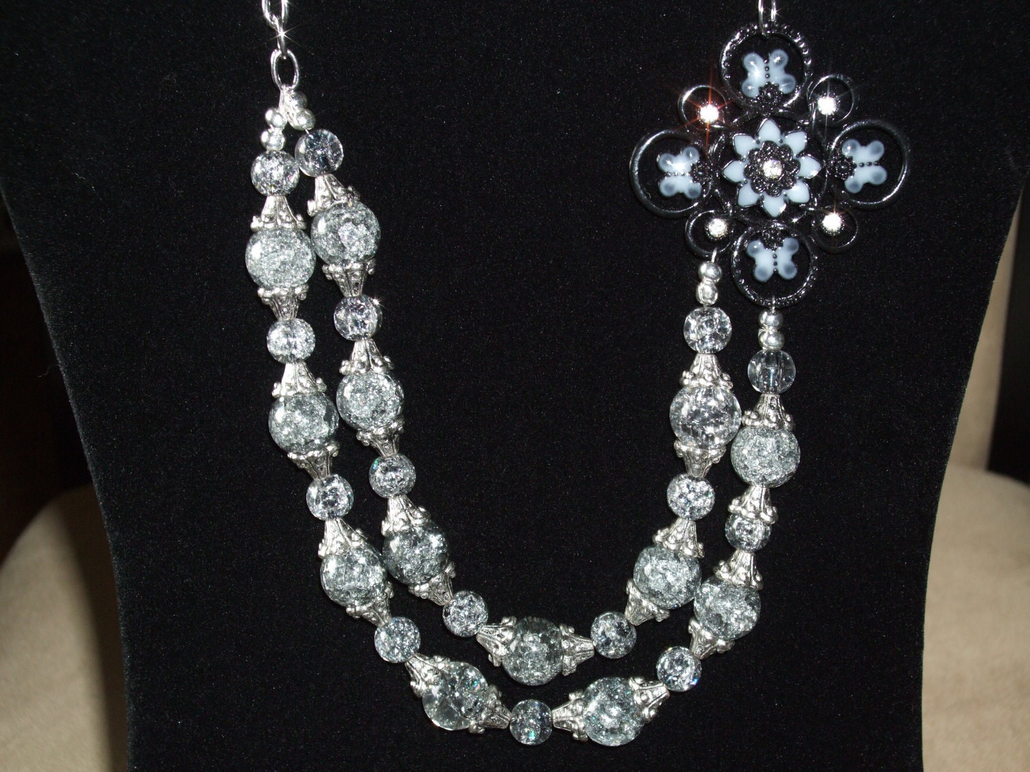 Black and Silver Filigree Necklace