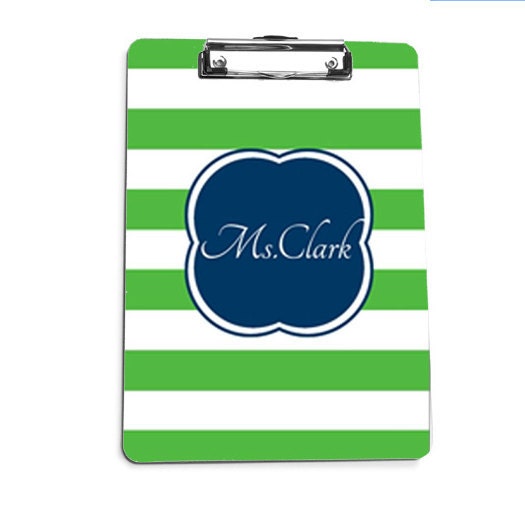 Personalized Clipboard-Nautical Stripes- Choose your Own Colors
