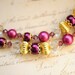 1950s style glass beaded double strand necklace, pearl & crystal, gold tone