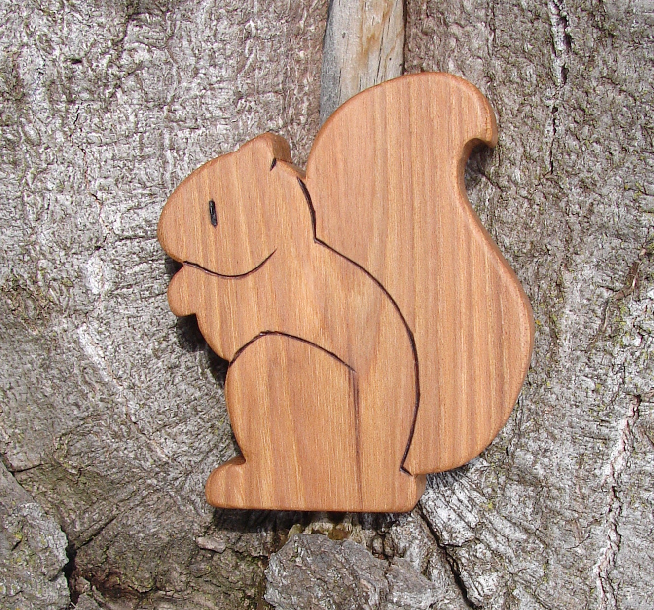 Wood Toy Squirrel, Hickory - natural wooden teether for baby, or toddler toy