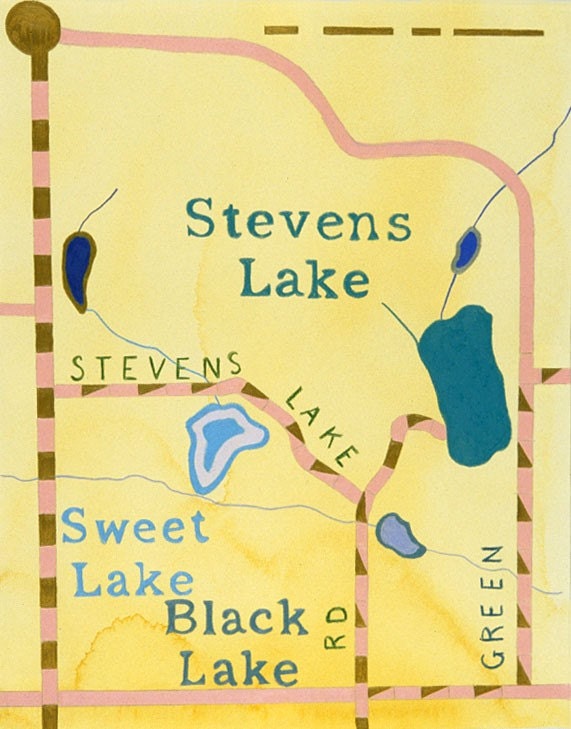 Stevens Lake, Prismacolor pencil and acrylic on paper