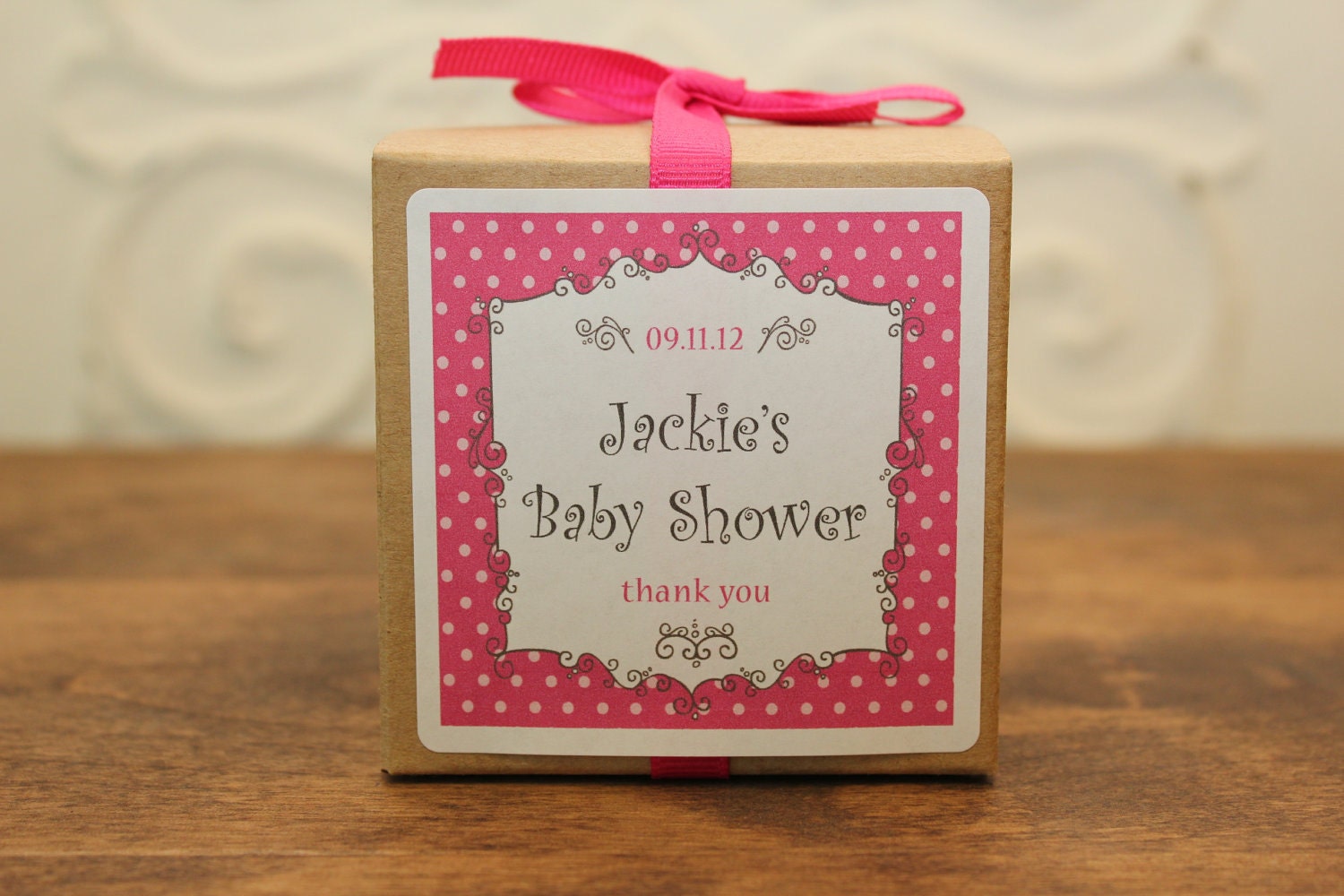 12 Personalized Favor Boxes - Breanne Design in Bright Pink - wedding favors, party favors, baby shower favors, bridal shower favors