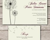Dandelion Modern Wedding Invitation and RSVP- Customize with your colors