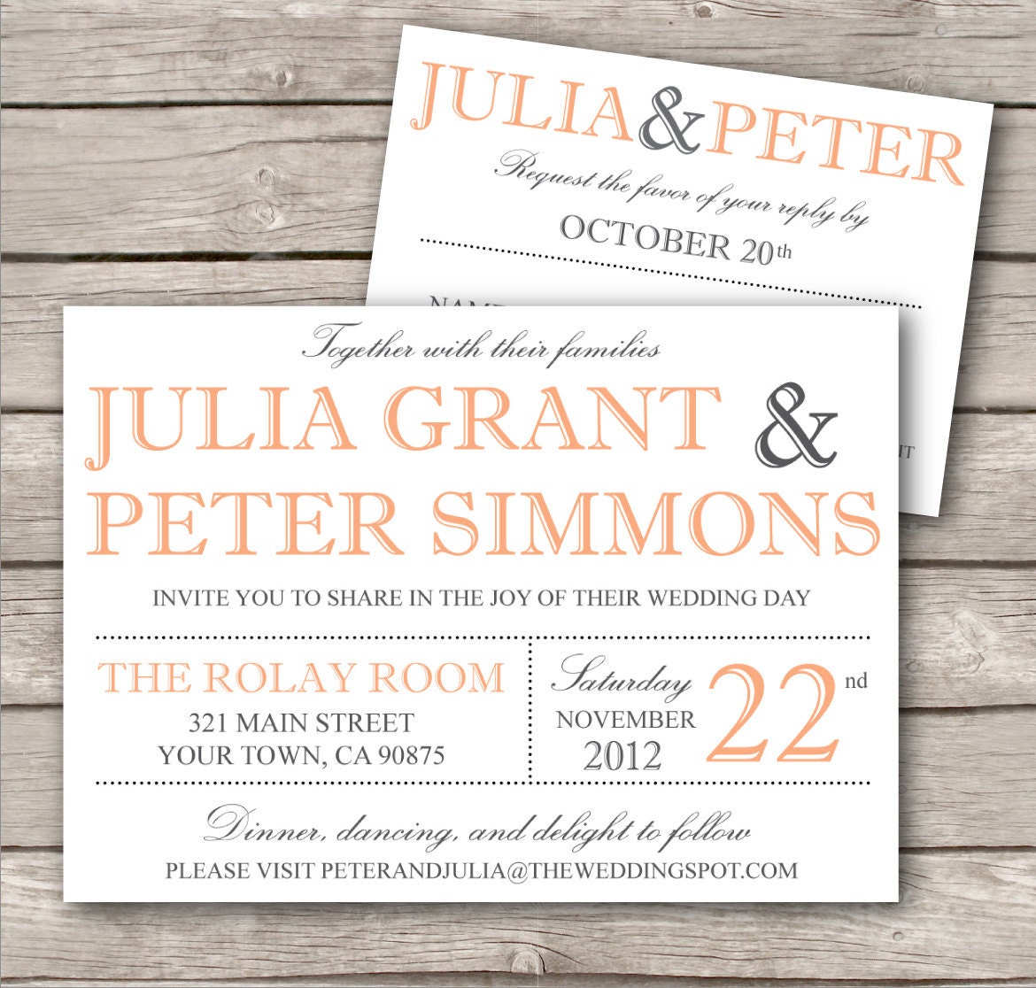 Modern Wedding Invitation and RSVP TEMPLATE (1013)