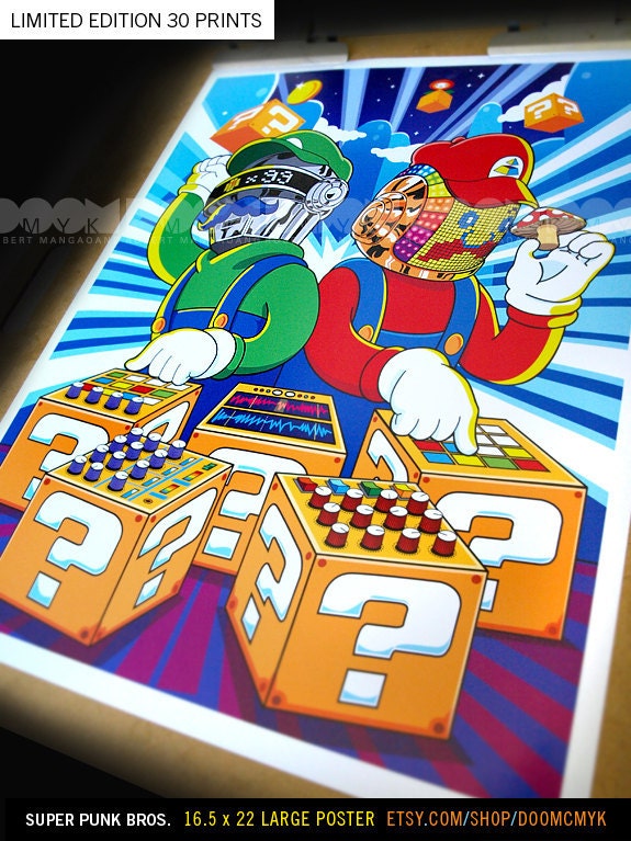 Limited Edition Large 16.5x22 Super Punk Bros Fan Art Poster