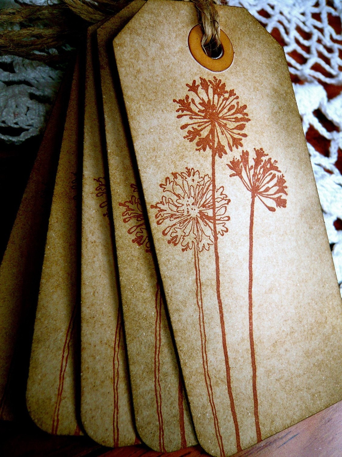 Vintage Inspired Tags - Dandelion - Wedding Wishes - Set of 5
