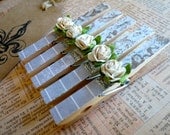 Shabby Chic Designer Pegs - Blue - Set of 5