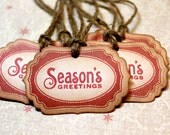 Vintage Inspired Holiday Gift Tags - Season's Greetings - Set of 6