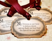Vintage Inspired Holiday Gift Tags - Christmas Sentiments - Set of 5