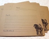Set of 10 Vintage Inspired Kraft Recipe Cards - Rooster