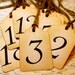 Vintage Inspired Table Number Tags - NUMBERS 1-10 Your Choice of Ribbon Color or Jute
