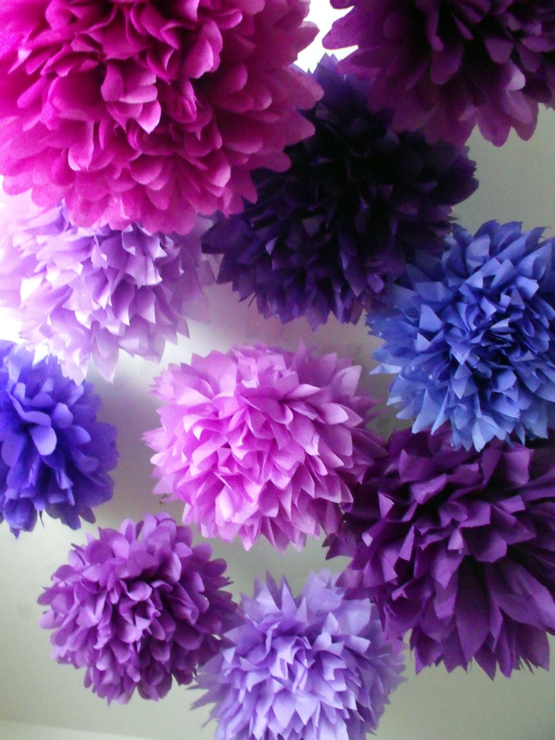 Girls birthday decorations ... Tissue poms ... purple ... 10 poms Il_170x135