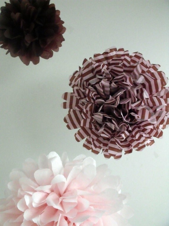 Baby girl 1st birthday decorations ... Pompoms ...Baby Girl ... 3 Poms