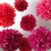 Tissue poms ... Candy Apple ... 12 Tissue Paper Pompoms - DIY Craft Kit