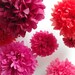 Tissue poms ... Candy Apple ... 12 Tissue Paper Pompoms - DIY Craft Kit
