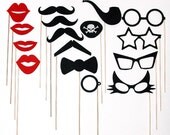 Mustache Lips Glasses on a stick - Pirate Eye Patch - Bow Tie - Pipe - Photo Booth Mask Prop for Wedding