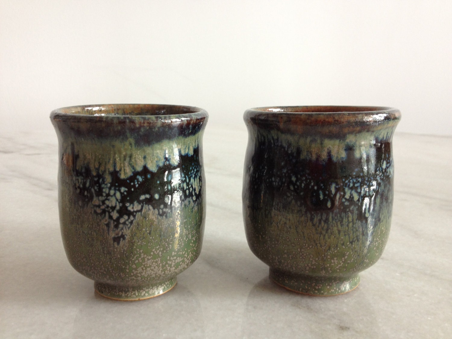Vintage Metallic Glazed Hand Thrown Cups