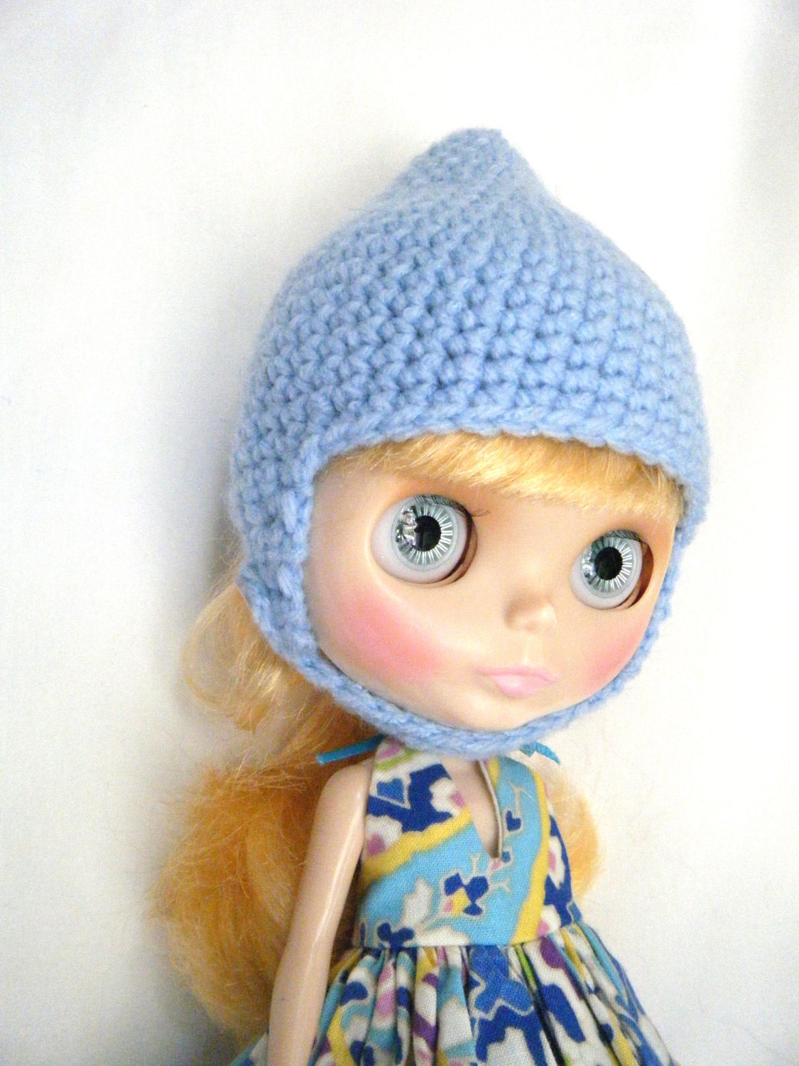 Baby Blue Gnome Helmet for Blythe