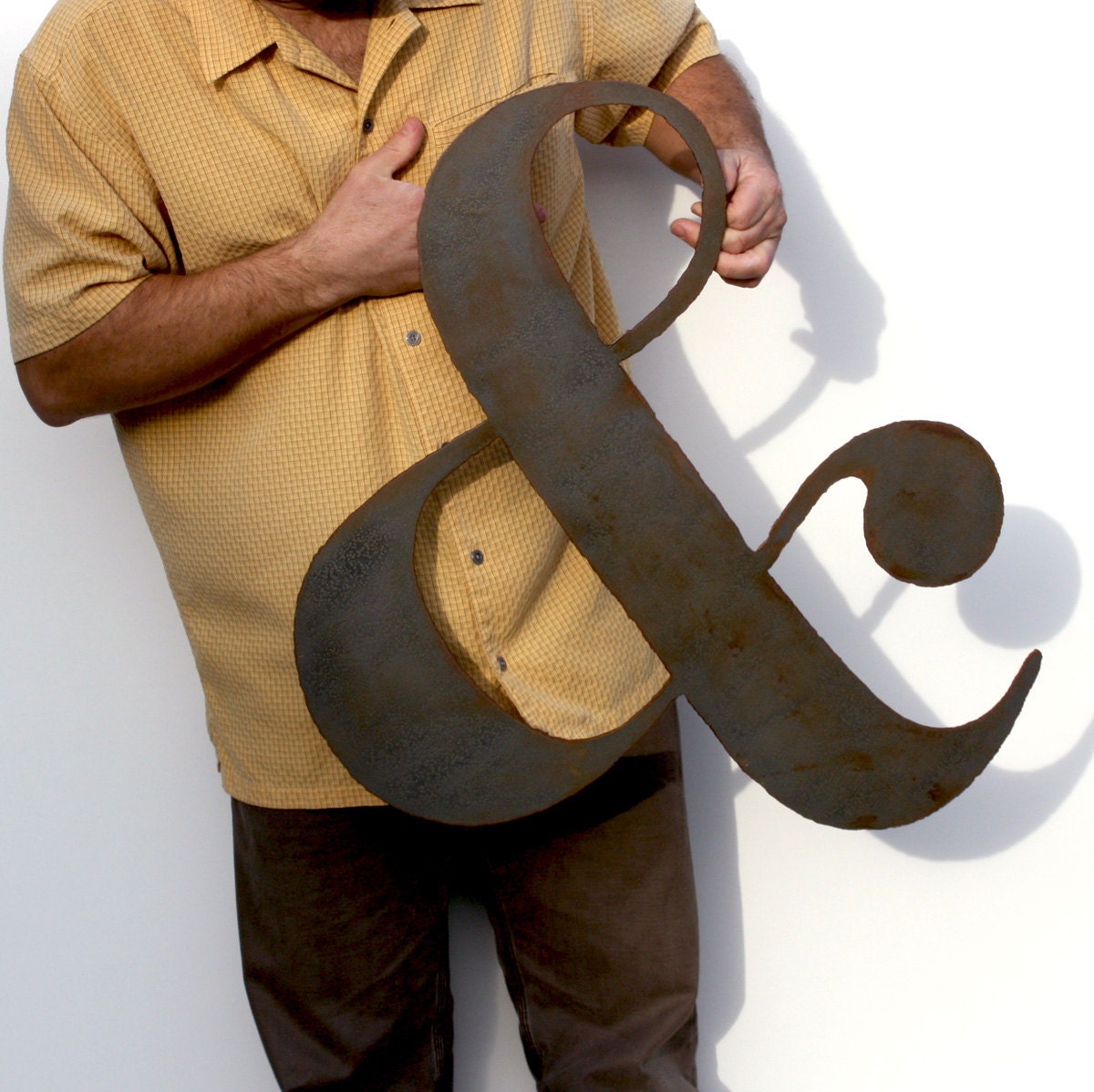 AMPERSAND metal wall art custom sign 24" metal symbol steel grey black rust patina