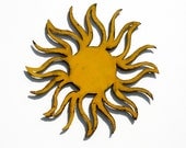 SUN Wall Art - 24" Garden Art - indoor outdoor - yellow with rust patina