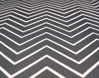 Home Decor Fabric  - "Delicate Charcoal Chevron"- Cotton/Linen 1 yard