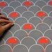 100% organic cotton Modern fabric - "Red Umbrella" (1 yard 36"x58") Ready to ship