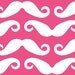 Cotton Linen fabric- "Moustache all over- Pink" (Fat Quarter) SHIPS now - Can ship WORLDWIDE