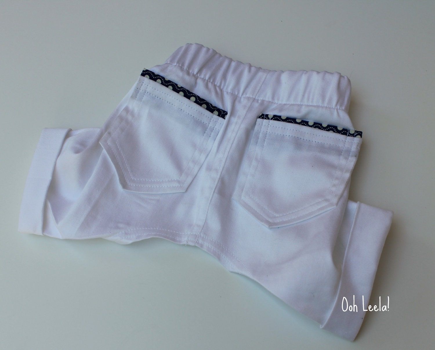 Dog bloomer shorts white and navy blue - limited edition by Ooh Leela - handmade - MEDIUM