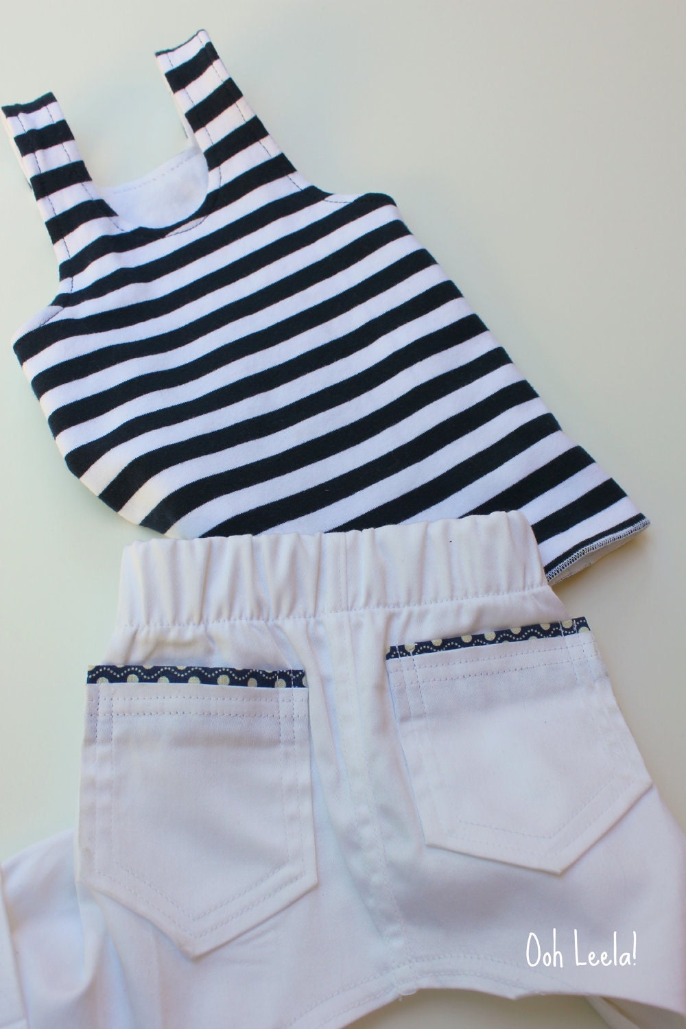 Dog bloomer shorts white and navy blue - limited edition by Ooh Leela - handmade - MEDIUM