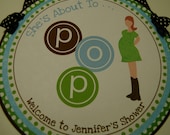 She's About to Pop Baby Shower Welcome Door Banner