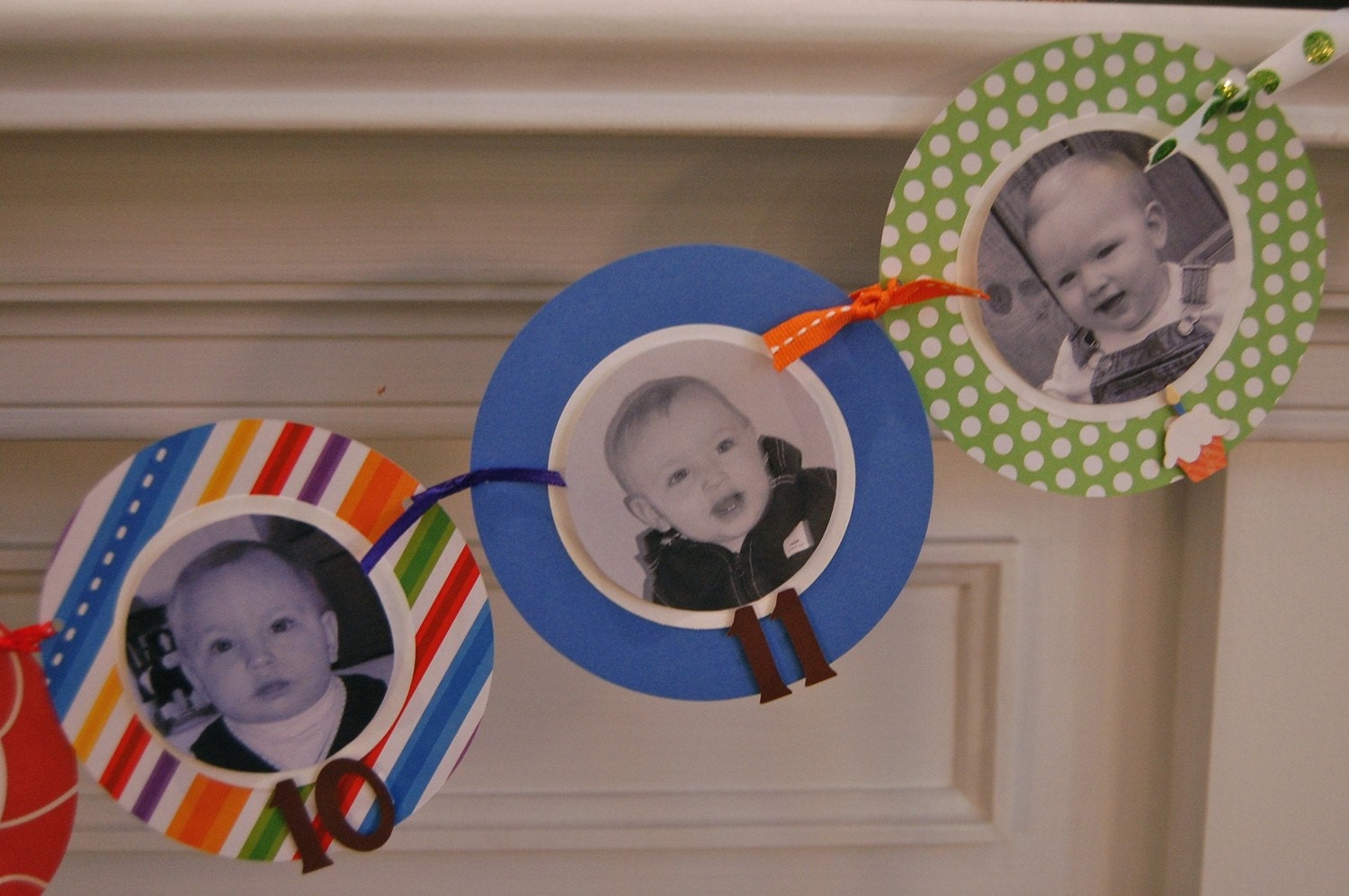 First 1st Birthday Circle Photo Banner You Pick the Colors