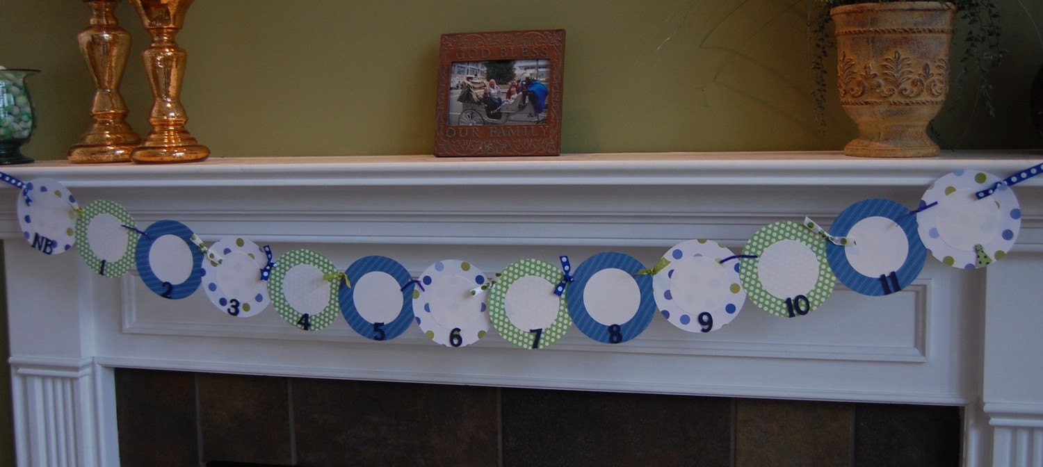 First 1st Birthday Circle Photo Banner You Pick the Colors