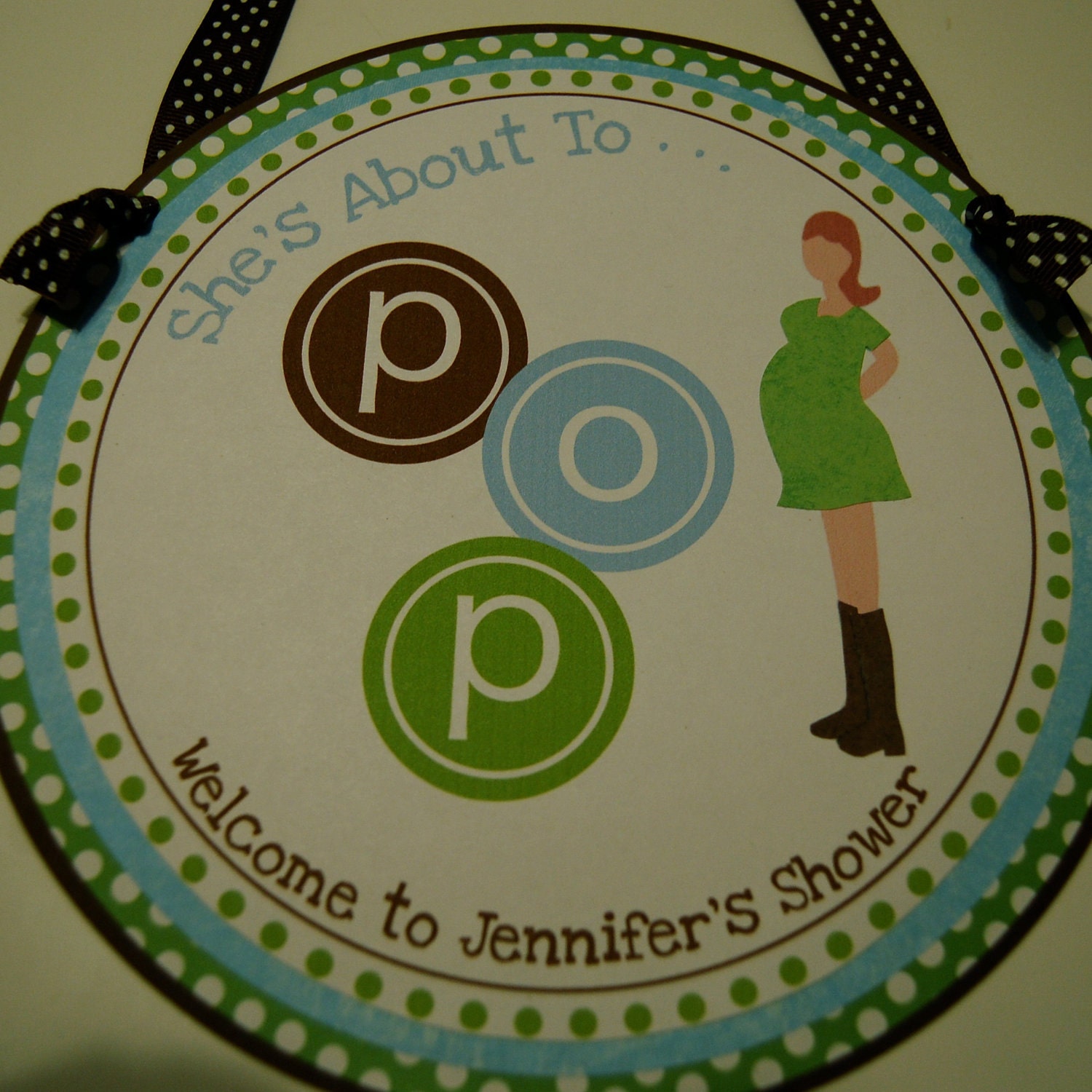 She's About to Pop Baby Shower Welcome Door Banner