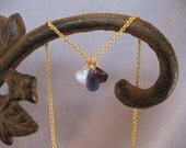 Moonstone, Iolite, Garnet Briolette Trio Necklace