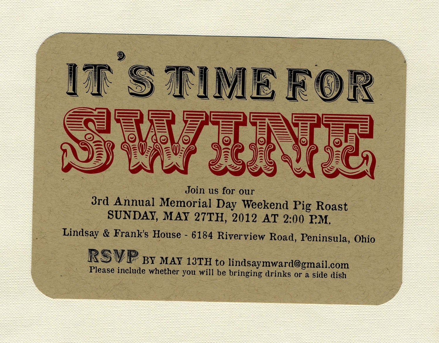 BBQ or Pig Roast Invite