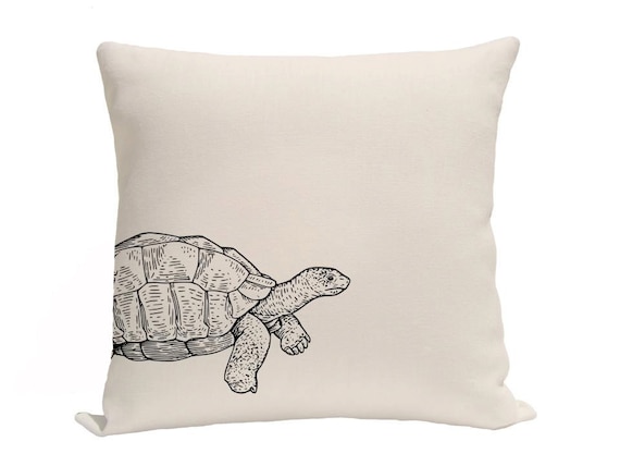 Turtle Pillow Covers, Decorative Pillows, Throw Pillows, Accent Pillows, Screenprint Pillow Covers, 16 x 16 Inches, Black and Natural - gracioushome