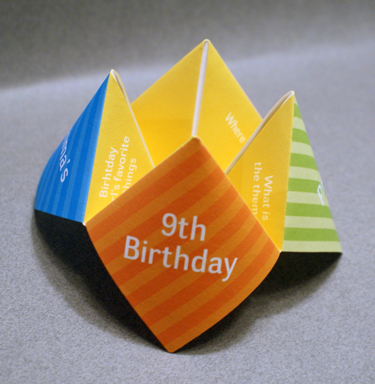 Birthday Invitation, Cootie Catcher, Kids, Children, Party, Favor, Personalized, Custom, Origami, DIY, Decoration, Place Card, Chatter Box