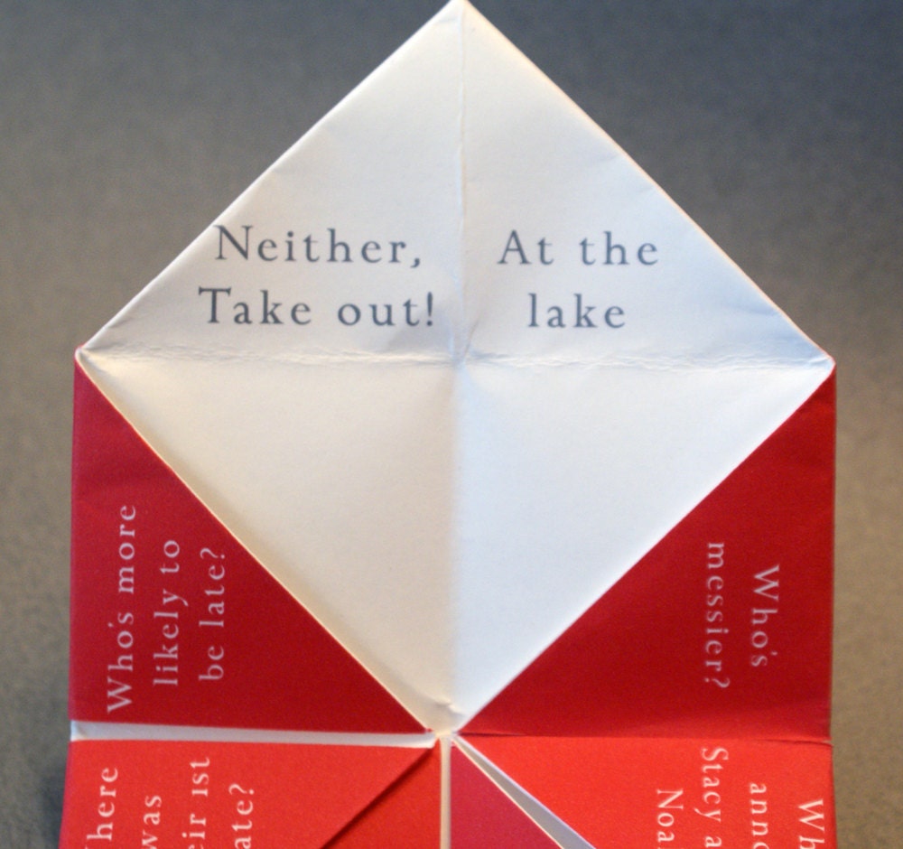 Wedding Favor, Cootie Catcher, Decoration, Invitation, Program, Personalized, Party, Origami, DIY, Menu, Custom, Birthday, Chatter Box
