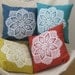 Granny Pillow - Doily- Hand screenprinted Cushion - Insert included