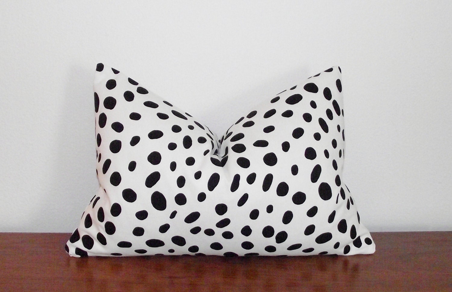 Decorative Pillow Cover- Togo- Dots- Spots- Black- White- Lumbar- 12x16"