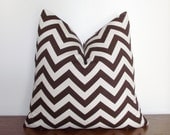 Decorative Pillow Cover- Chevron- Zig Zag- Brown- 18x18 inches