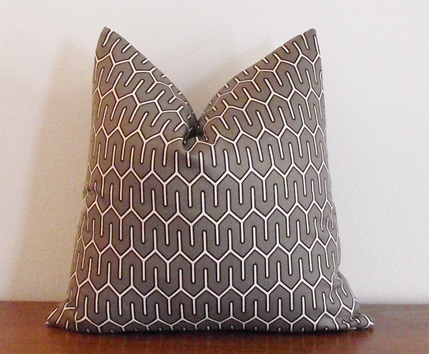 Decorative Pillow Cover- Dwell- Maze- Ivory- Brown- Taupe- 16x16"