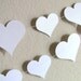 White Hearts - Paper Confetti Garland  10 ft