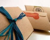 Kraft Pillow Boxes - 12 Small DIY favor boxes - product packaging , gift box , jewelry box, unique tab tuck closure - 2.625" x 2.25" x .875"