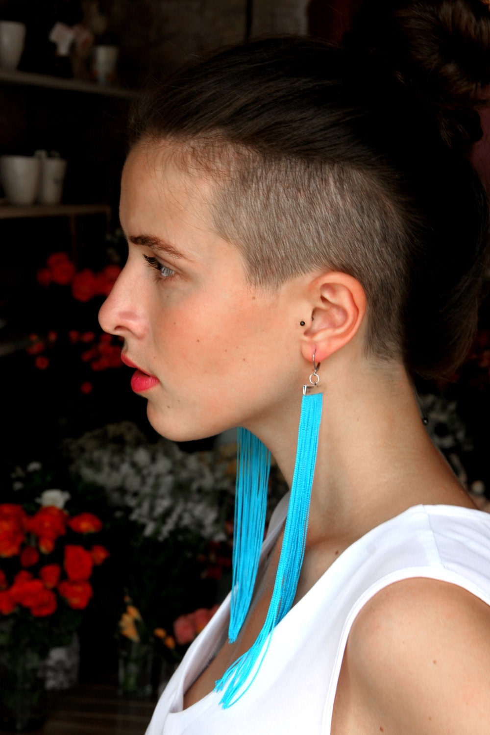 Turquoise Long Fringe Earrings