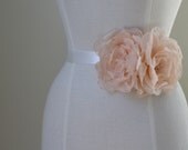 Peach Bridal Sash with Vintage Stamens-Double Bloom