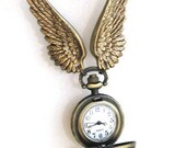 Steampunk Harry Potter FLYING Golden Snitch -POCKET WATCH - Locket Pendant Necklace - By GlazedBlackCherry -Pre Sale-